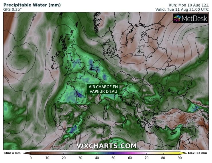 Image d'illustration pour Masse d'air tropicale sur la France et orages difficiles à prévoir