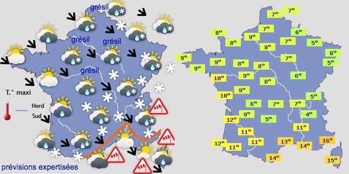 Image d'illustration pour Giboulées et risque de neige en plaine de mardi soir à jeudi