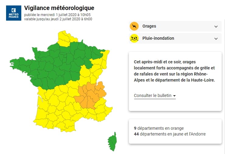 Image d'illustration pour Forts orages dans le centre-est ce mercredi 1er juillet