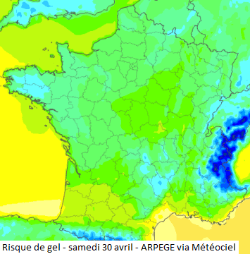 Image d'illustration pour Suivi et prévision du risque de gelée cette semaine