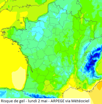 Image d'illustration pour Suivi et prévision du risque de gelée cette semaine