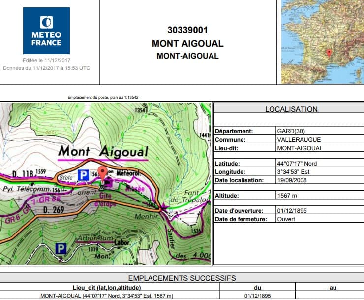 Image d'illustration pour Paris Montsouris, Besançon & Aigoual : 3 stations météo distinguées