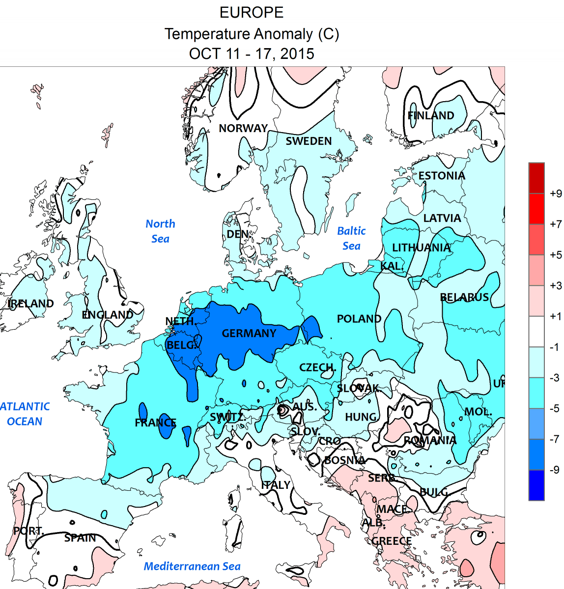 Image d'illustration pour Progression du gel et de la forte gelée sur l'Europe en cette mi-octobre